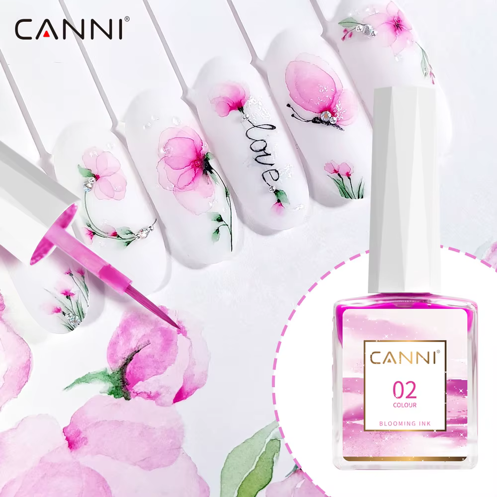 CANNI 9ml Encre à ongles effet marbre doré rose