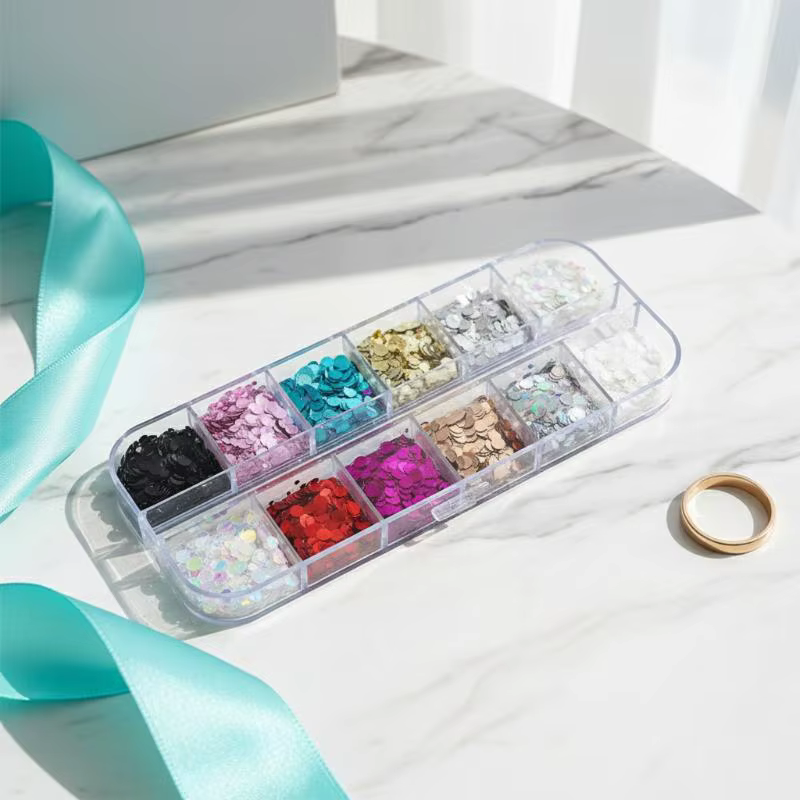 12 Grilles de Mini Paillettes Rondes pour Nail Art