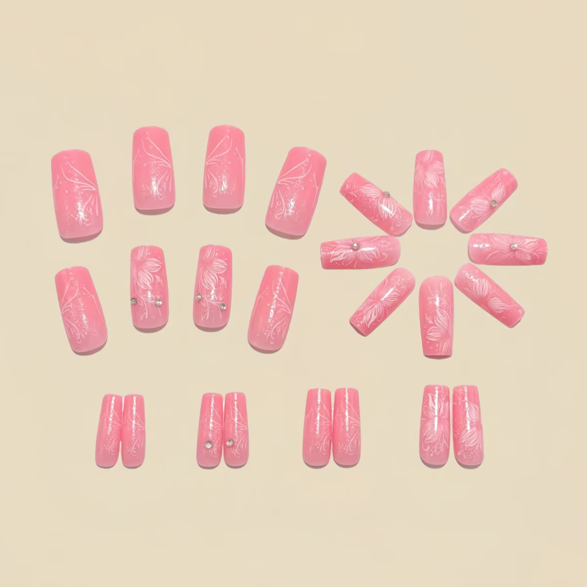 Faux ongles courts et moyens pour femmes et filles