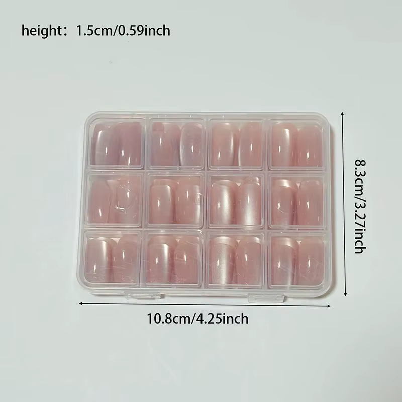 144 faux ongles à presser effet œil de chat rose nude