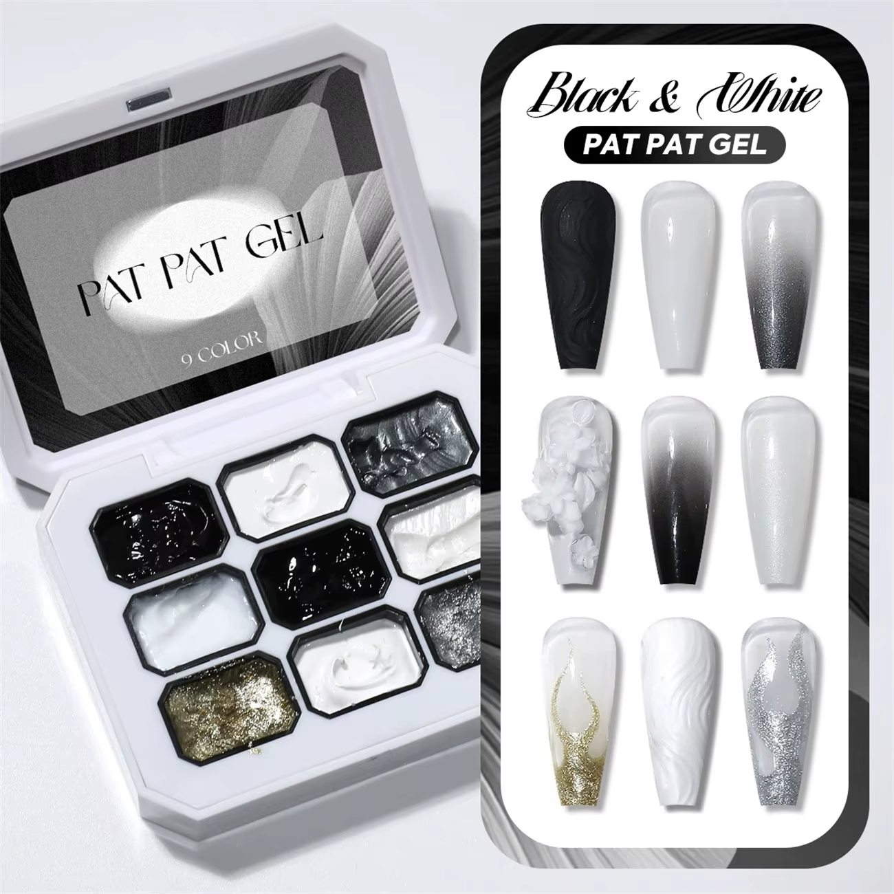 1 set/2 pièces Gel vernis à ongles noir et blanc
