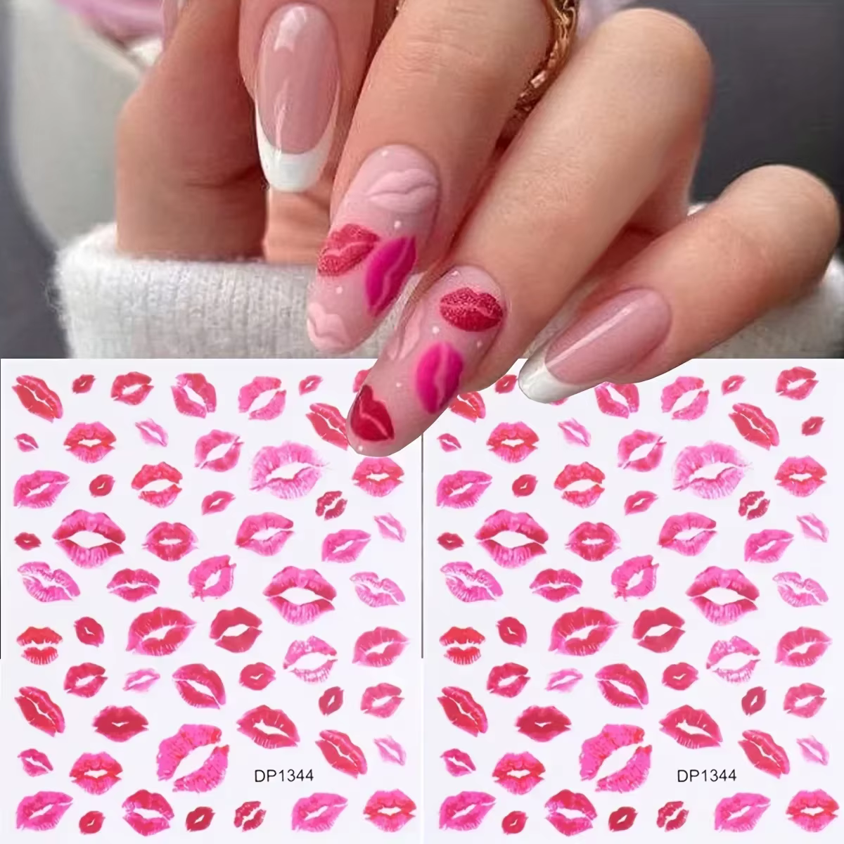 Autocollants pour ongles imprimés Fantasy Heart & Kiss
