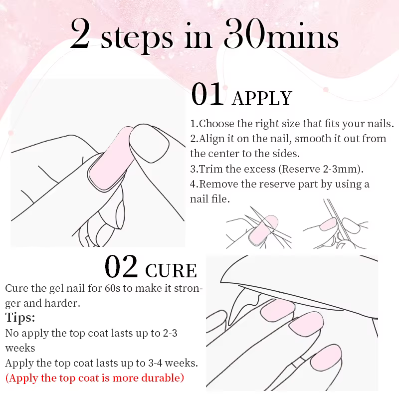 Harunouta 4 pièces/ensemble bandes d'ongles en Gel semi-durci avec sèche-ongles lime à ongles bâton en bois opale laiteuse brillant LED enveloppes durcies