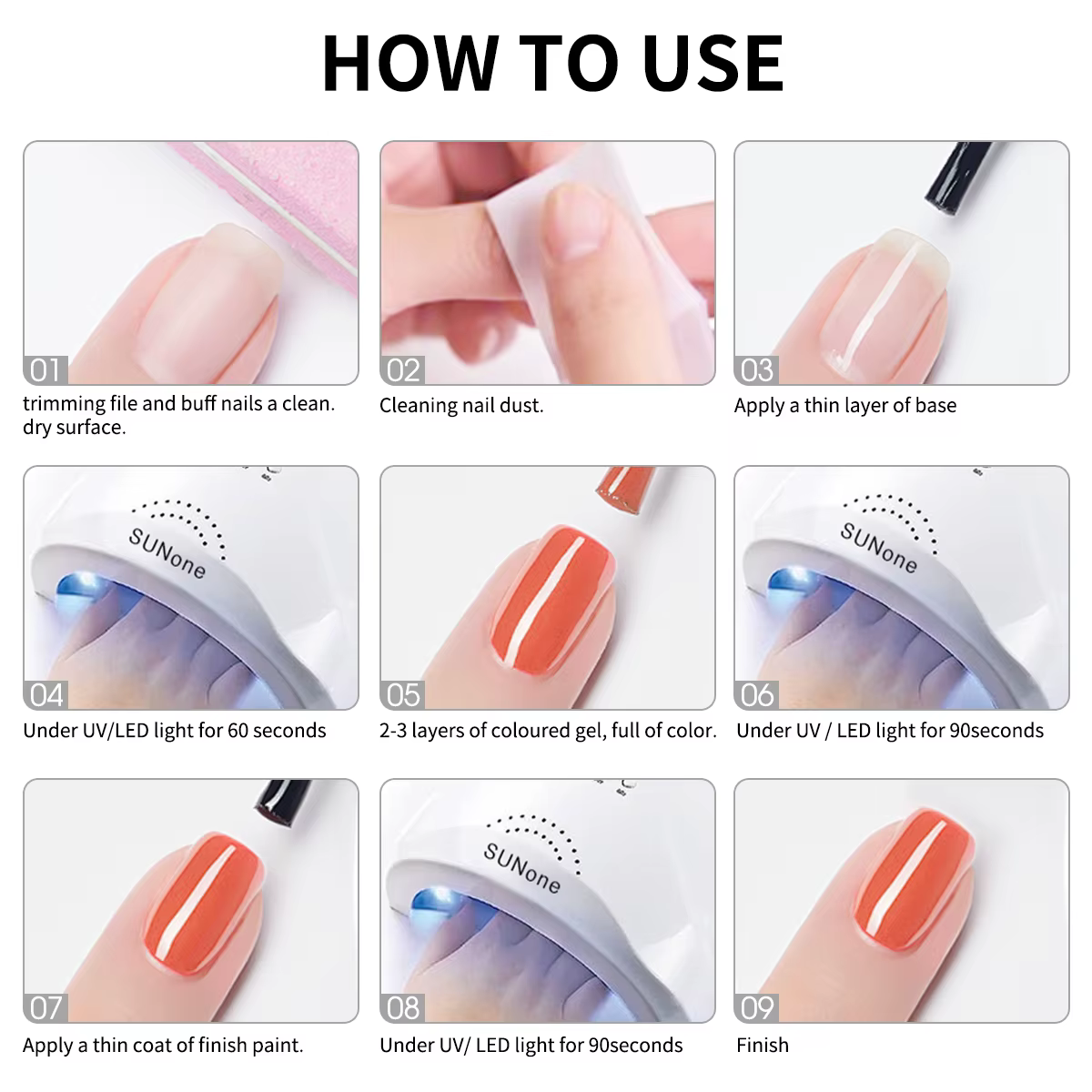 Le kit de gel pour ongles Hassleless de 6 flacons présente des couleurs hautement saturées. Chaque flacon contient 15