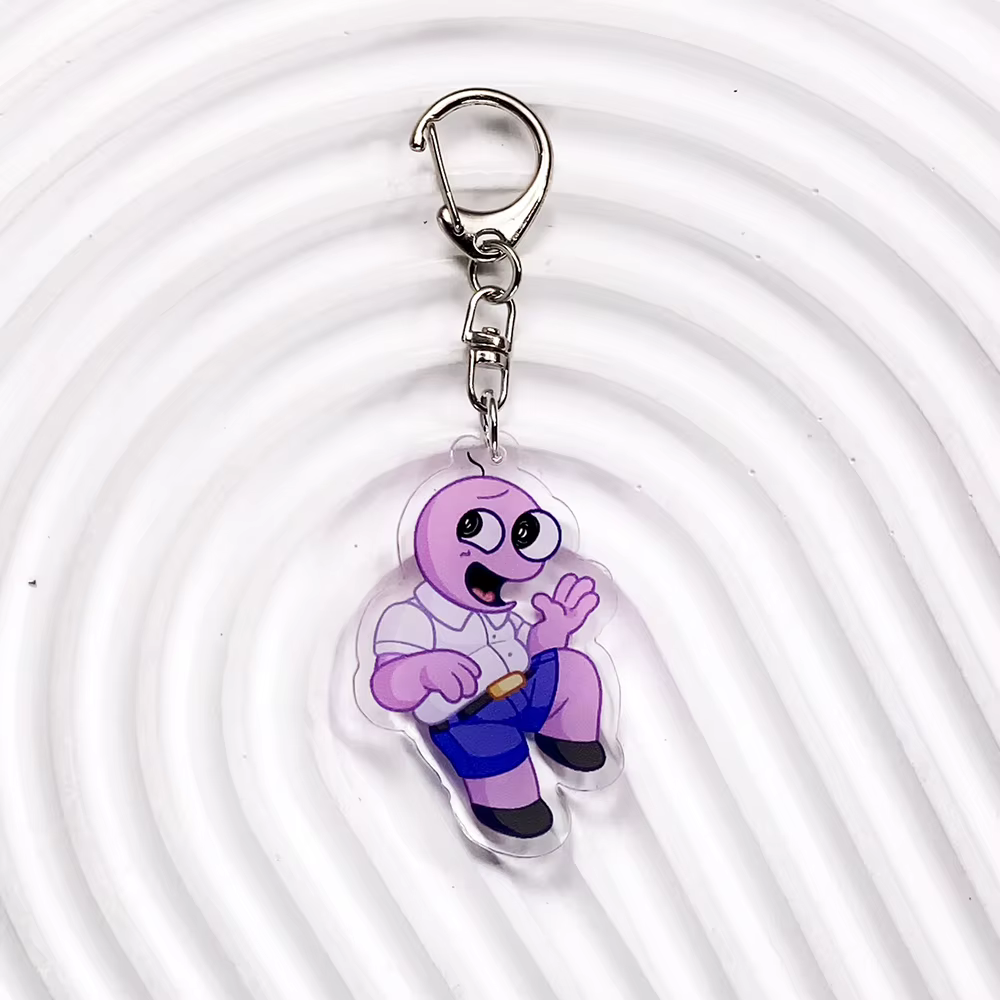6 porte-clés de voiture en acrylique avec des amis souriants de dessins animés, accessoires amusants pour sacs, pendentifs créatifs pour sac à dos, porte-clés, cadeaux pour amis