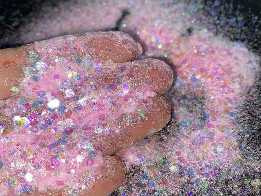 50 g/sac brillant irisé rose Nail Art paillettes Ultra-mince mixte hexagone