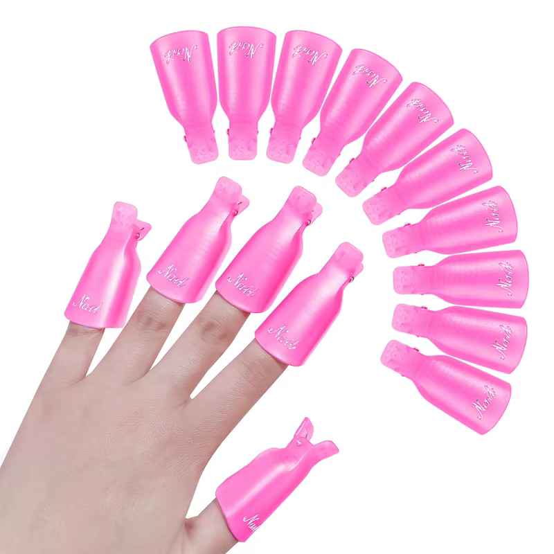 10 pièces/sac coloré acrylique manucure Art trempé capuchon pince nettoyage des ongles