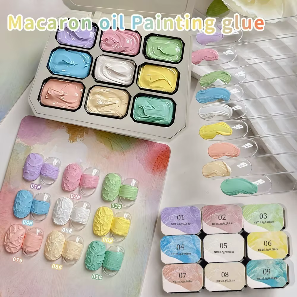 Kit Complet de Gel Peinture à l'Huile Macaron 9 Couleurs - Gel
