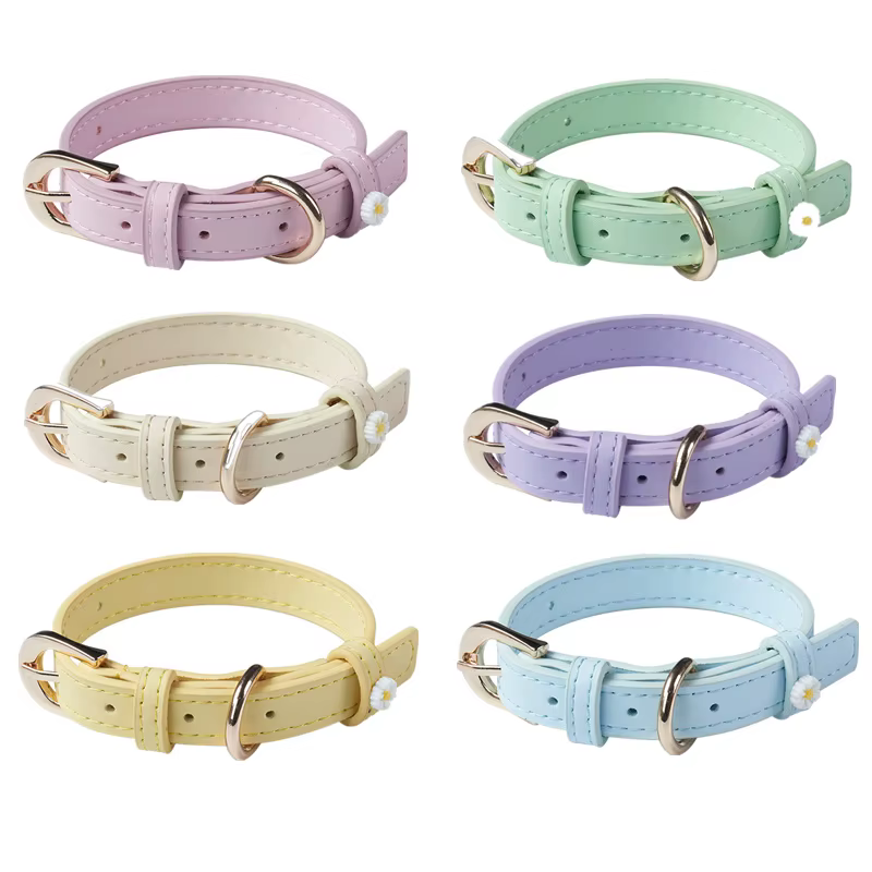Collier en cuir PU pour animal de compagnie, accessoires mignons pour chien, ULde traction en alliage, boucle de cou pour chat, nounours et schnauzer, détruire et décorer