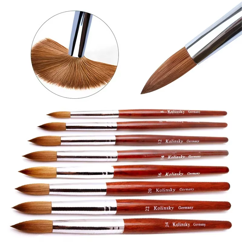 Kolinsky-Brosse à Ongles en Acrylique avec Manche en Bois