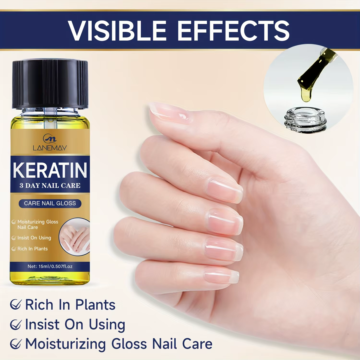 Huile de soin des ongles à la kératine – Riche en plantes