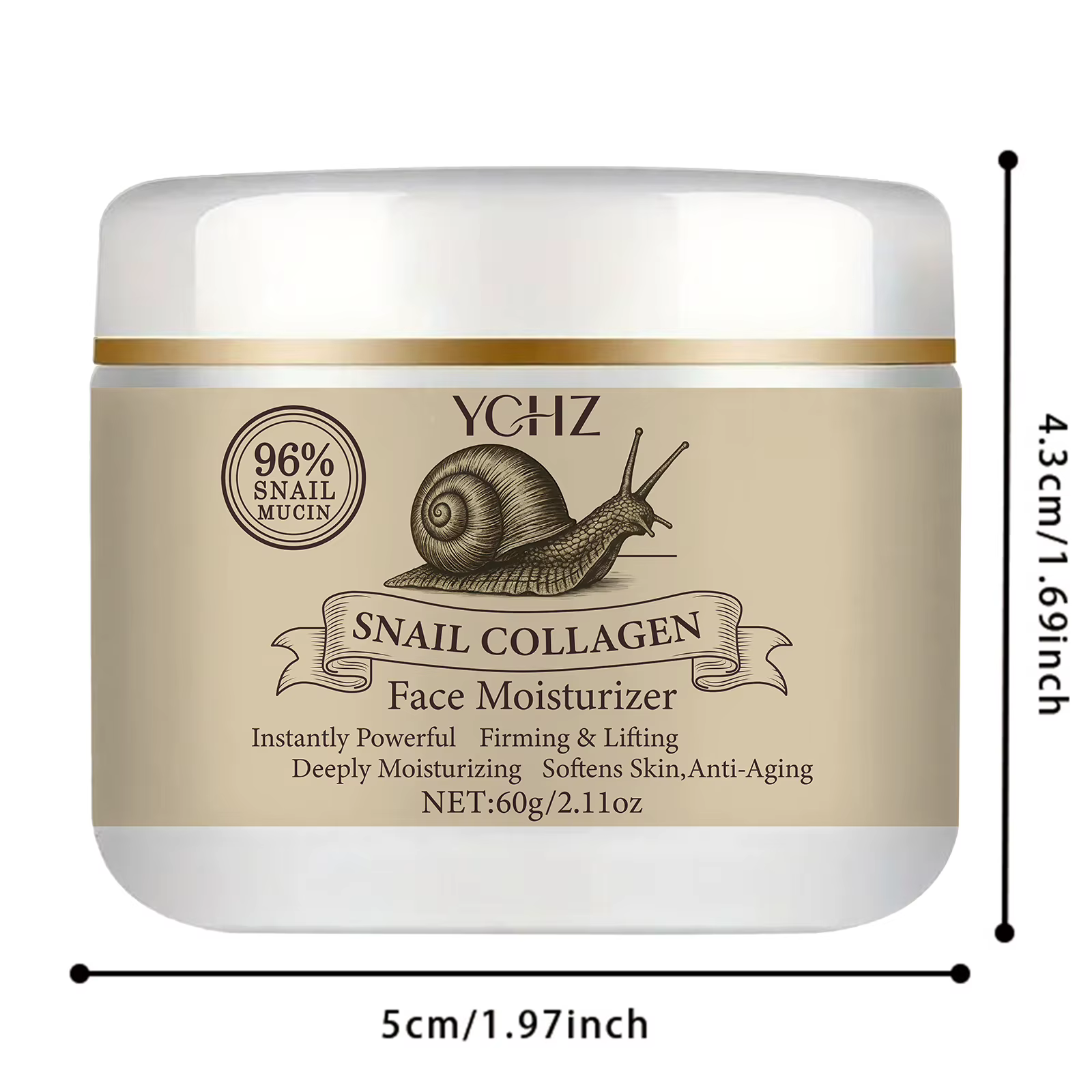 Crème à la sécrétion d'escargot et au collagène - 60g - Hydratation 24h - Lissage instantané - Contient 96% de mucine d'escargot - Absorption rapide - Protection de la peau - Produits de soin coréens
