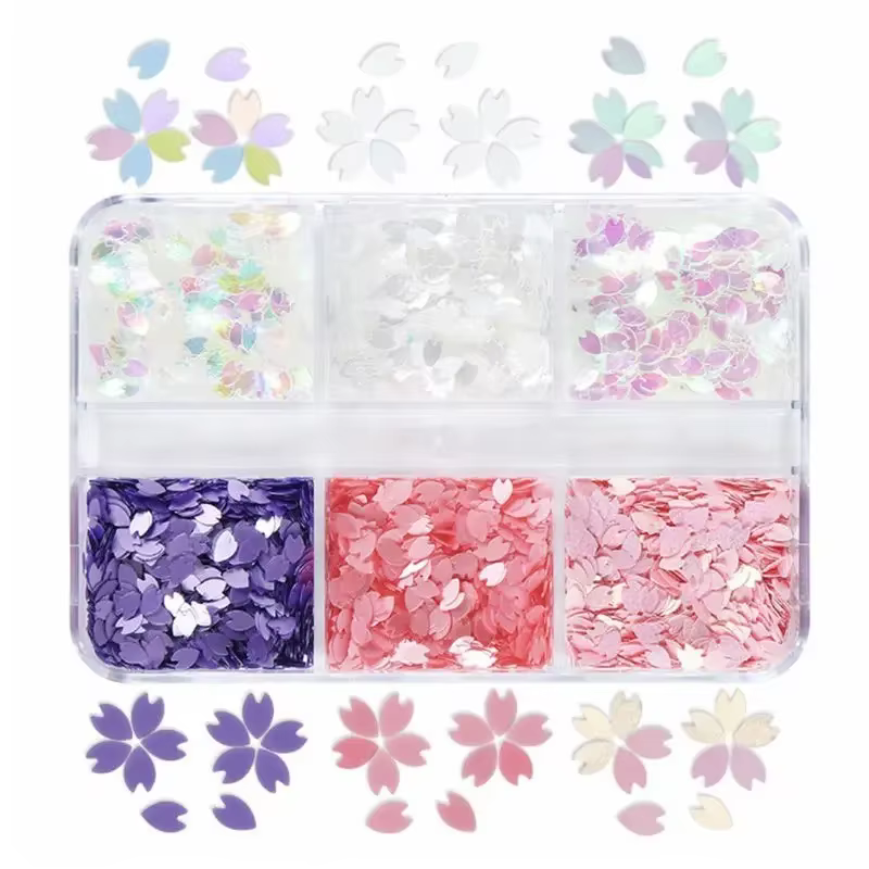 Doux Sakura fleur pétale puce Nail Arts bricolage fleurs colorées paillettes ongles autocollants fabrication de bijoux manucure charme décoration