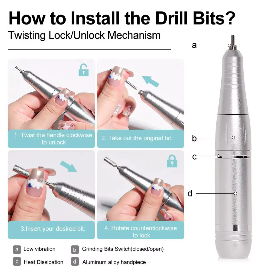 Perceuse à ongles électrique Portable professionnelle 45000 tr/min
