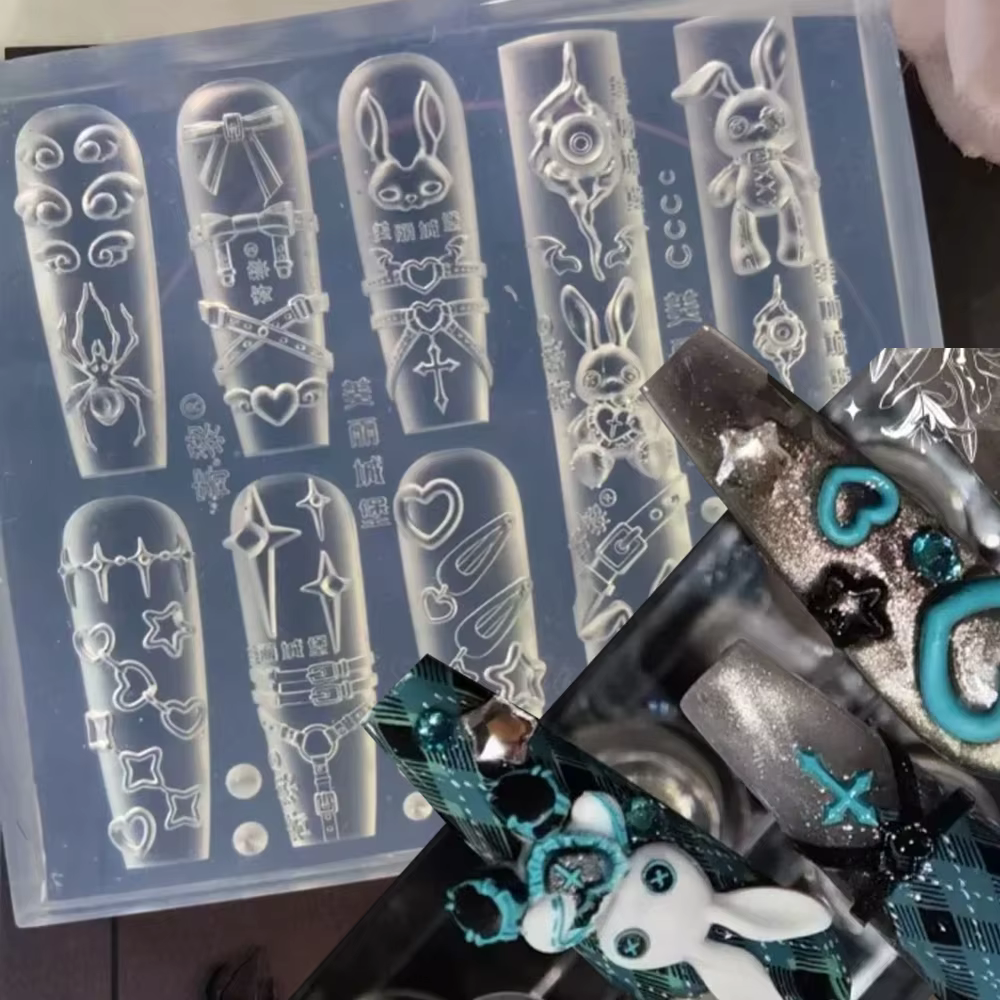 Moule à ongles 3D lapin Punk doux