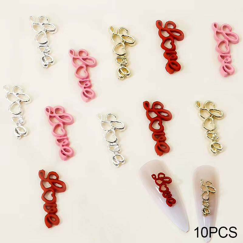 Breloques en métal avec lettres anglaises pour Nail Art