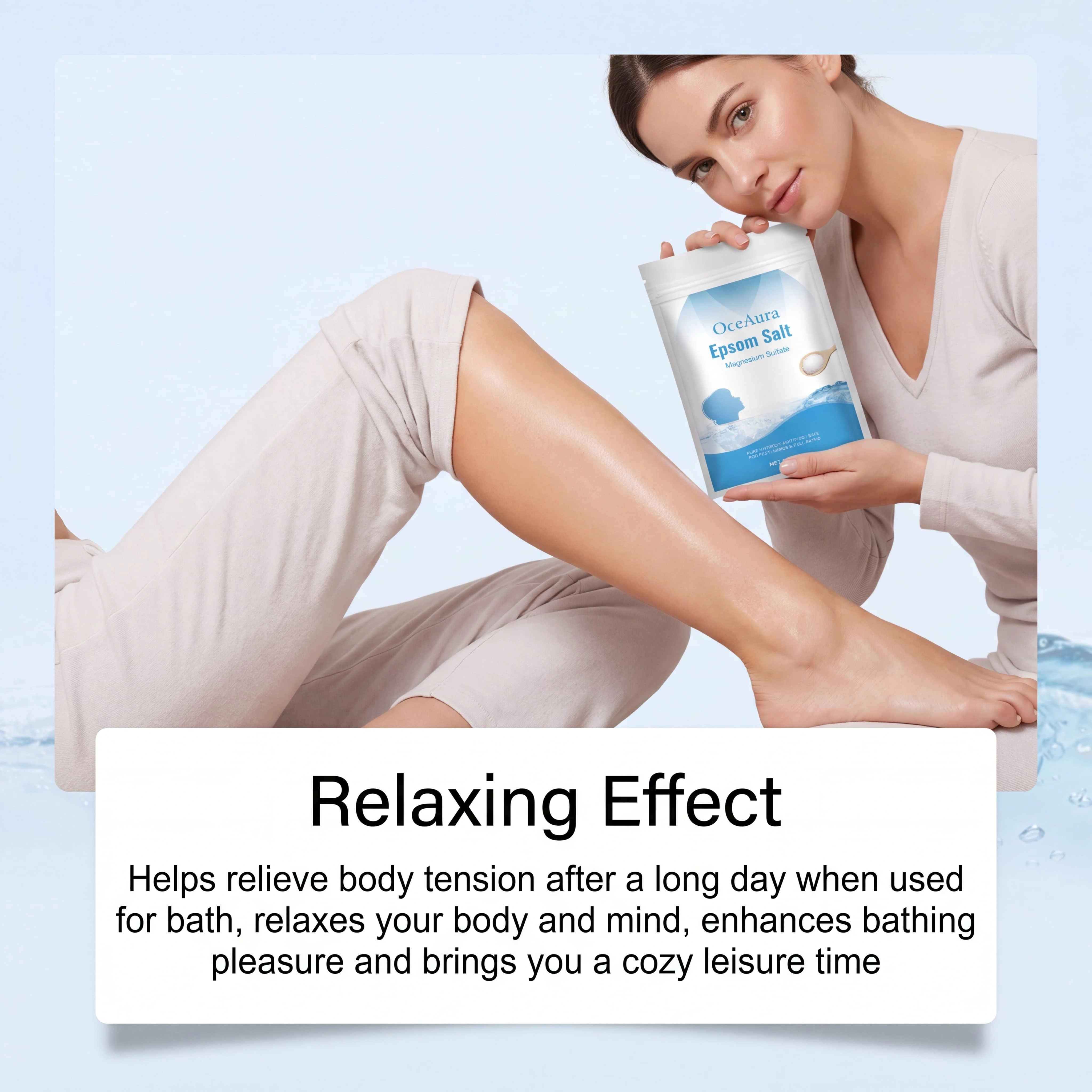 Sel d'Epsom pur, sulfate de magnésium pour bain de pieds