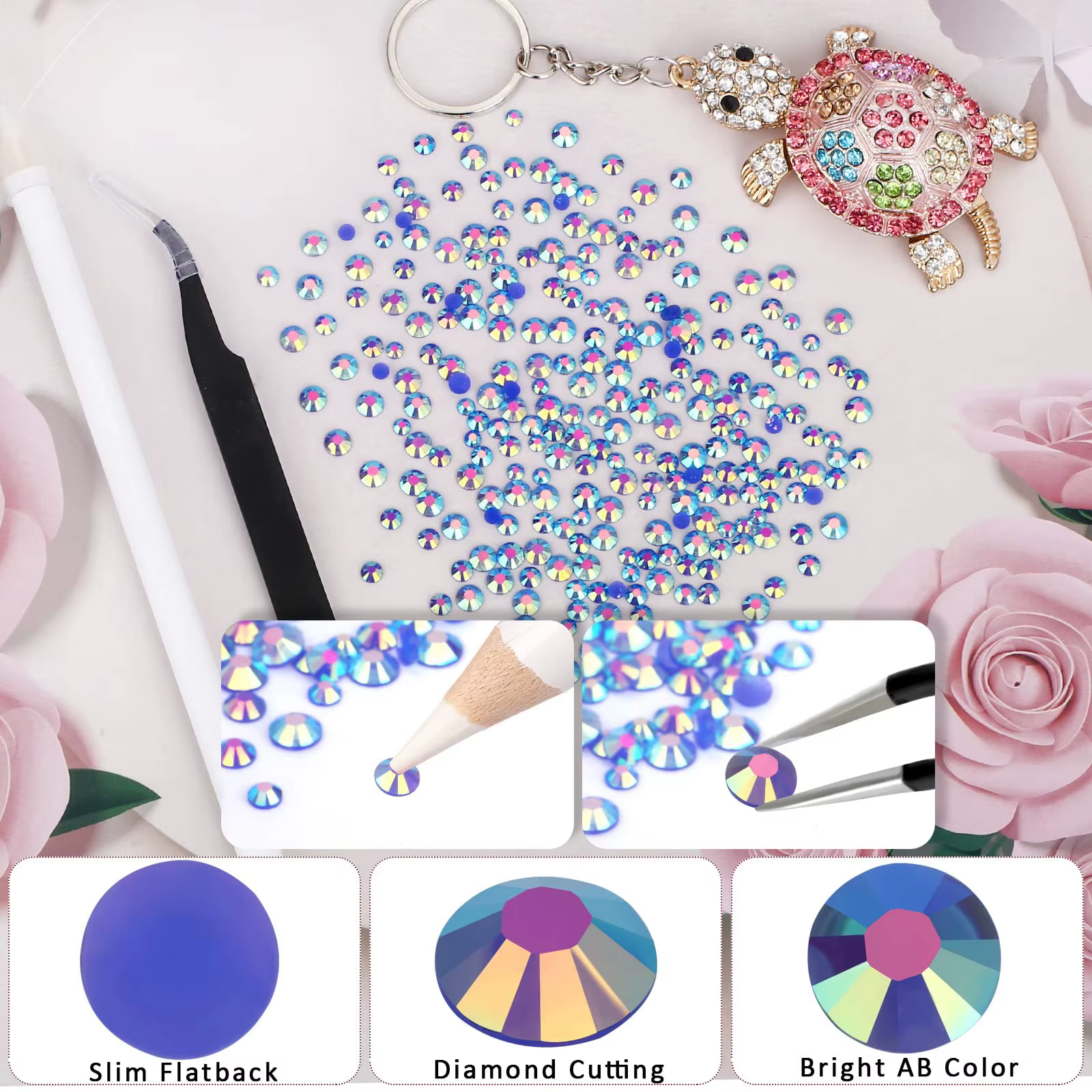 Strass en résine AB bleu roi effet gelée 2mm 3mm 4mm 5mm 6mm