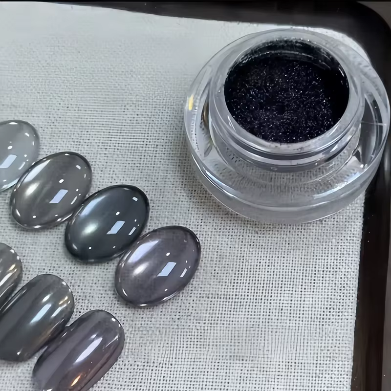 Poudre à ongles noire magique miroir