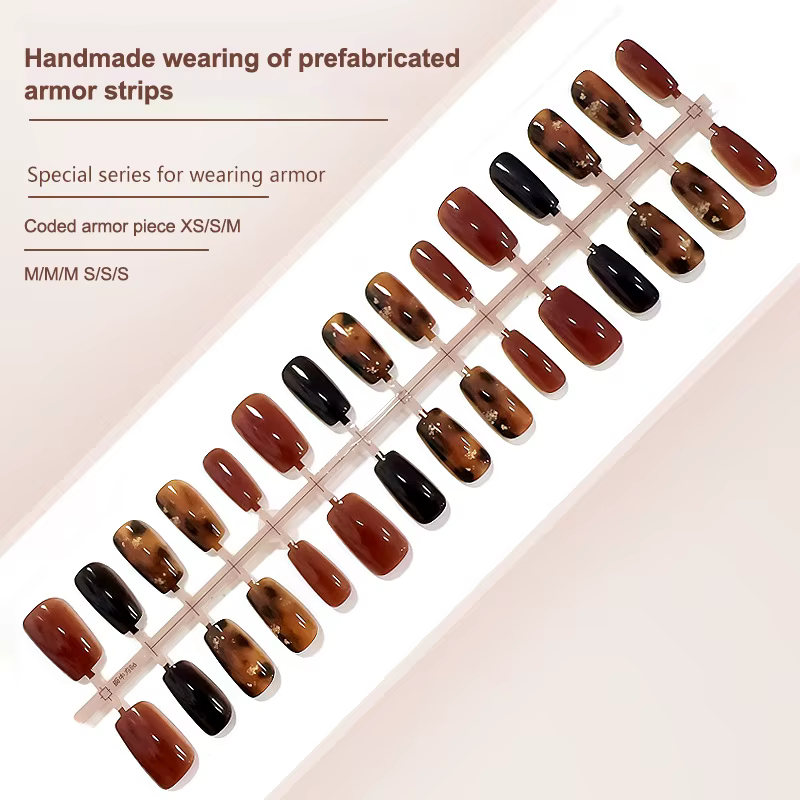 30 pièces presse sur ongles automne hiver Caramel ambre ombrage décoration portable faux
