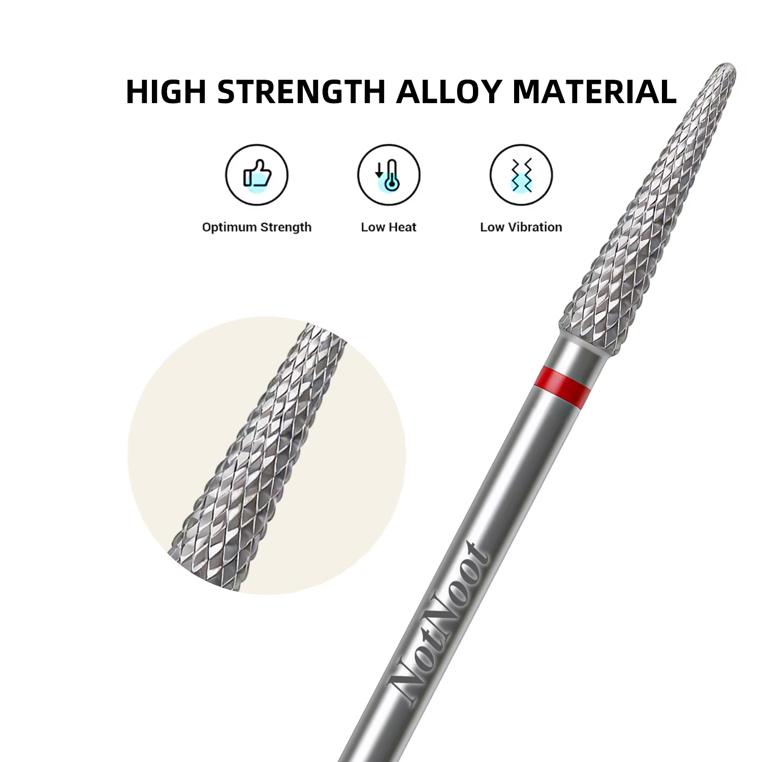 Fraise de sécurité pour ongles en carbure de tungstène argenté 3/32 po pour le nettoyage des cuticules et le retrait du gel