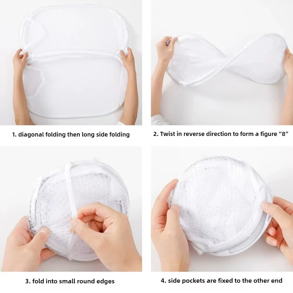 Panier à linge domestique de grande capacité, panier de rangement pliable en maille pour vêtements sales, sac de rangement pour jouets, seau, accessoires de salle de bains