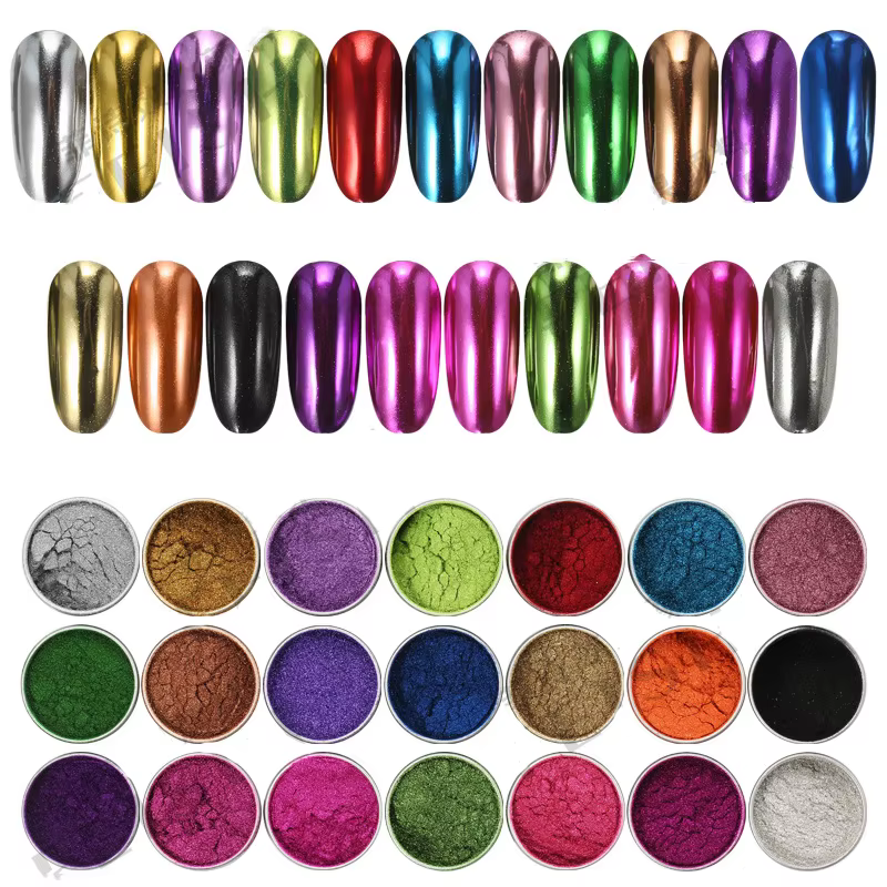 1 pot métallique miroir Chrome poudre à ongles holographique Laser argenté doré