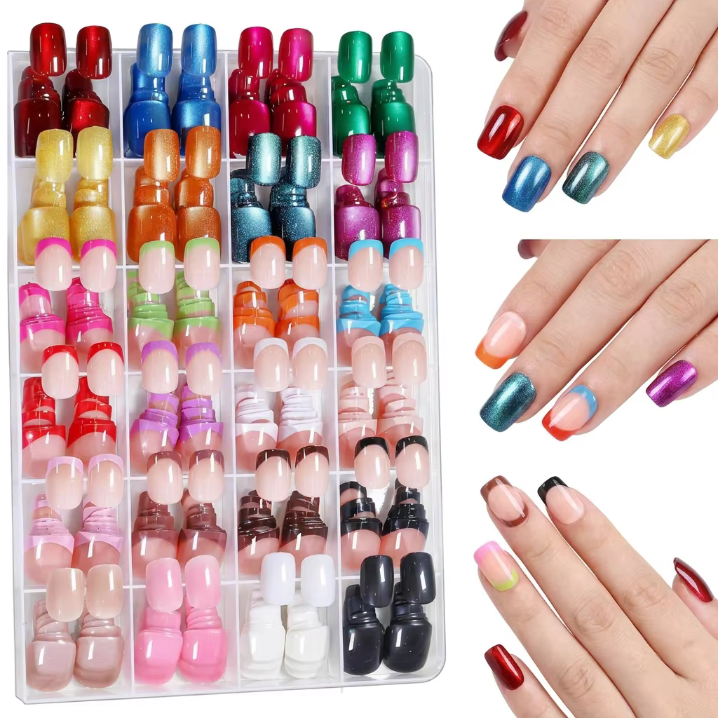 288 faux ongles carrés courts effet œil de chat