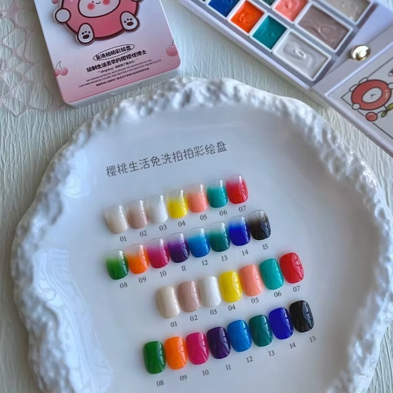 Palette de 15 couleurs de gel à ongles à texture mate 4-en-1 pour dégradé et transfert de motifs