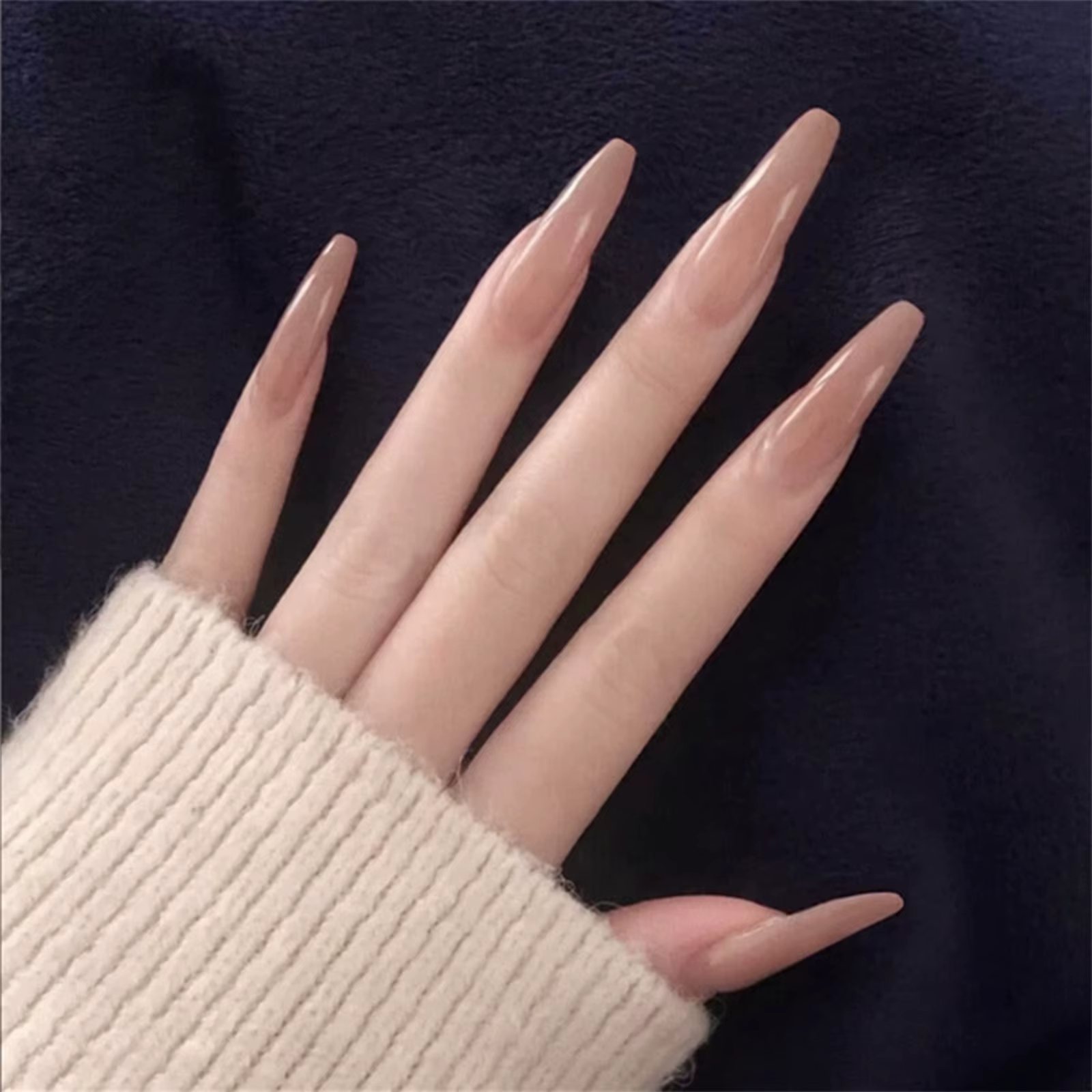 24 pièces/boîte 2022 nouveaux ongles artificiels avec colle blanc laiteux rose dégradés longue Ballet couverture