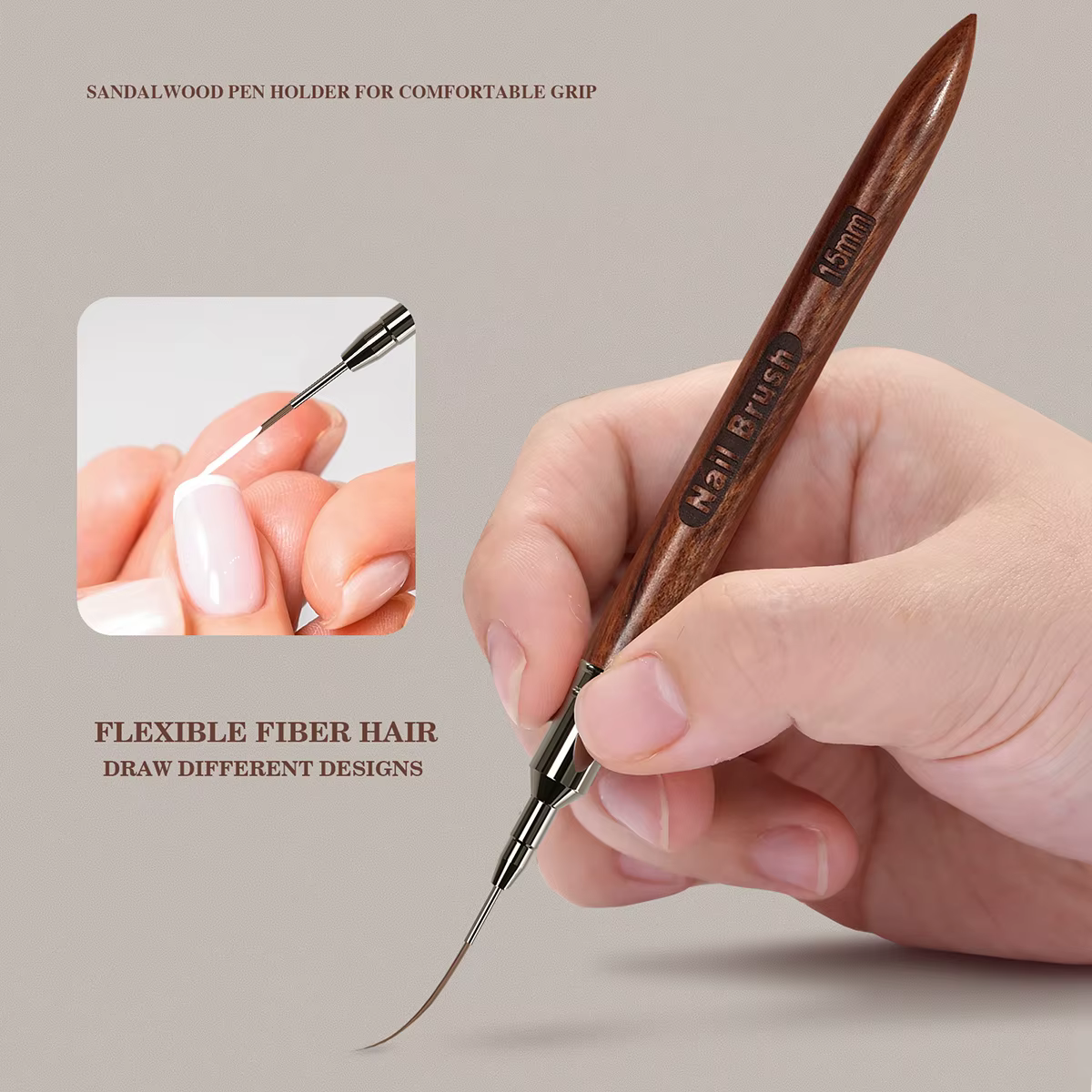 Brosse à ongles manche en bois Gel Nail Art Liner bricolage peinture