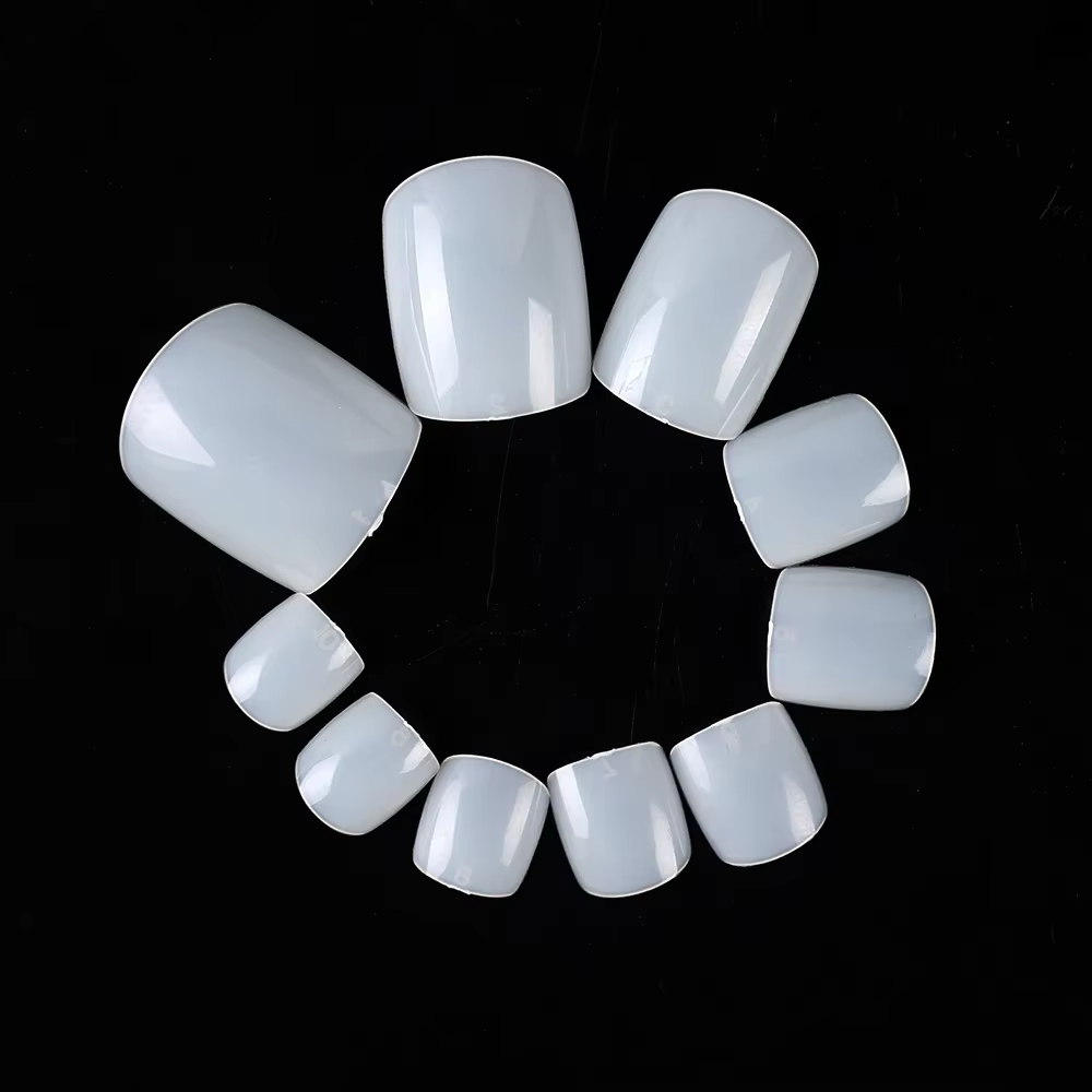 100 pièces faux orteils ongles français carré Nature blanc clair
