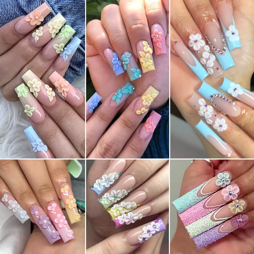 12 Grilles de Breloques pour Ongles Macaron Pastel