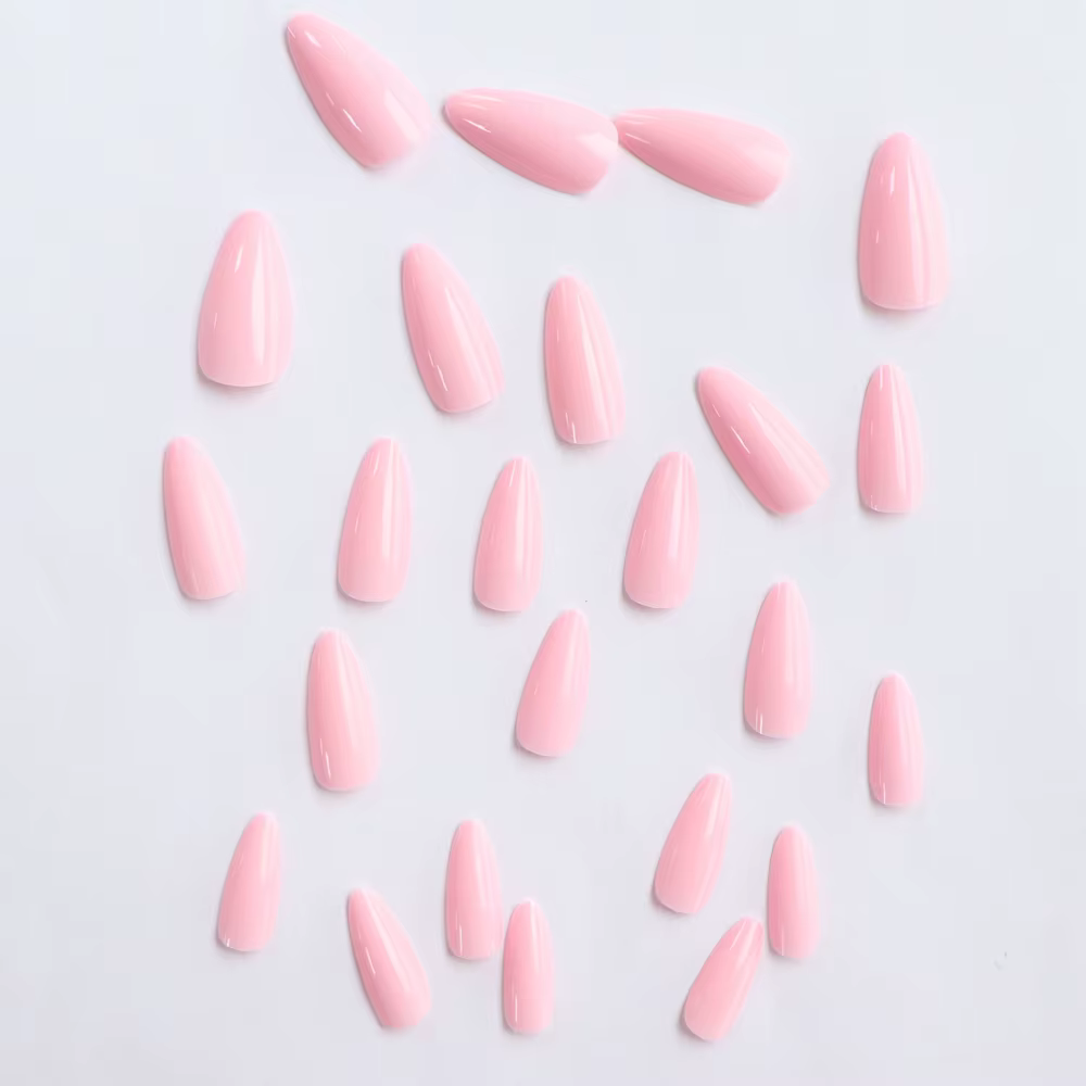 120 pièces/boîte, faux ongles en amande de couleur rose moyen