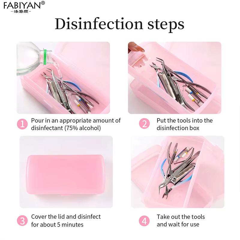 Outils de manucure boîte de désinfection Double couche conception détachable plateau de stérilisation des ongles