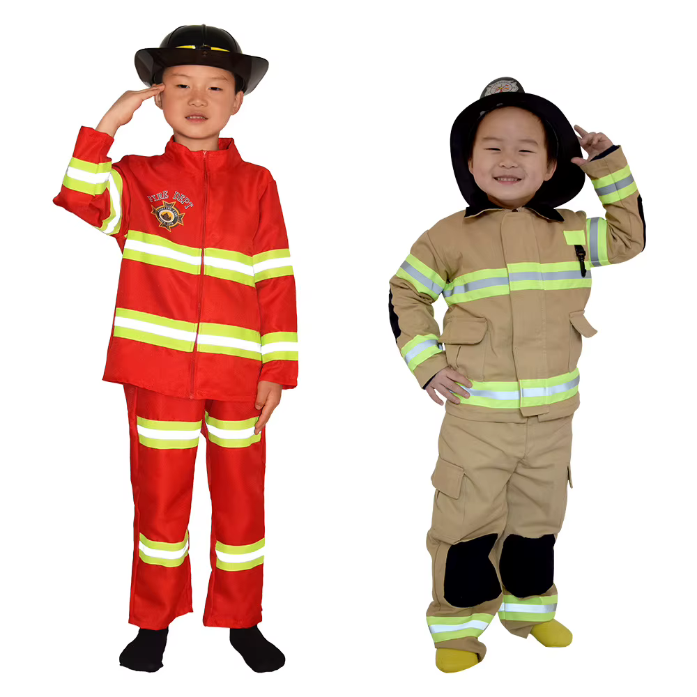 Vêtements de jeu de rôle de pompier pour enfants, sans chapeau, vêtements de Cosplay pour perceuse à feu, Costumes de spectacle d'incendie pour enfants