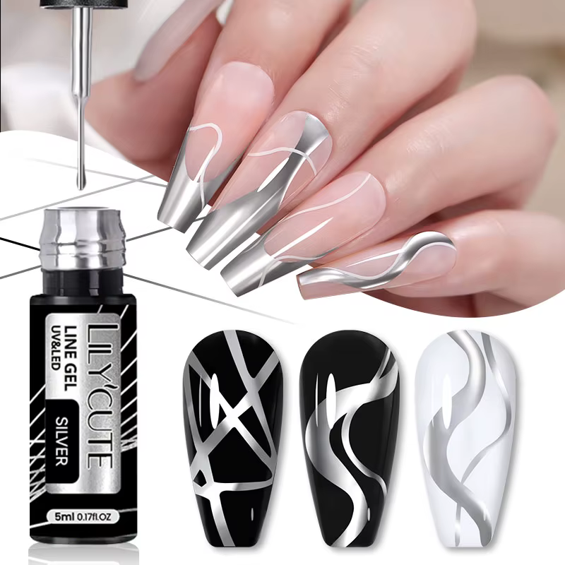 LILYCUTE 5ml vernis Gel métallique peinture Liner Super brillant or argent miroir Gel