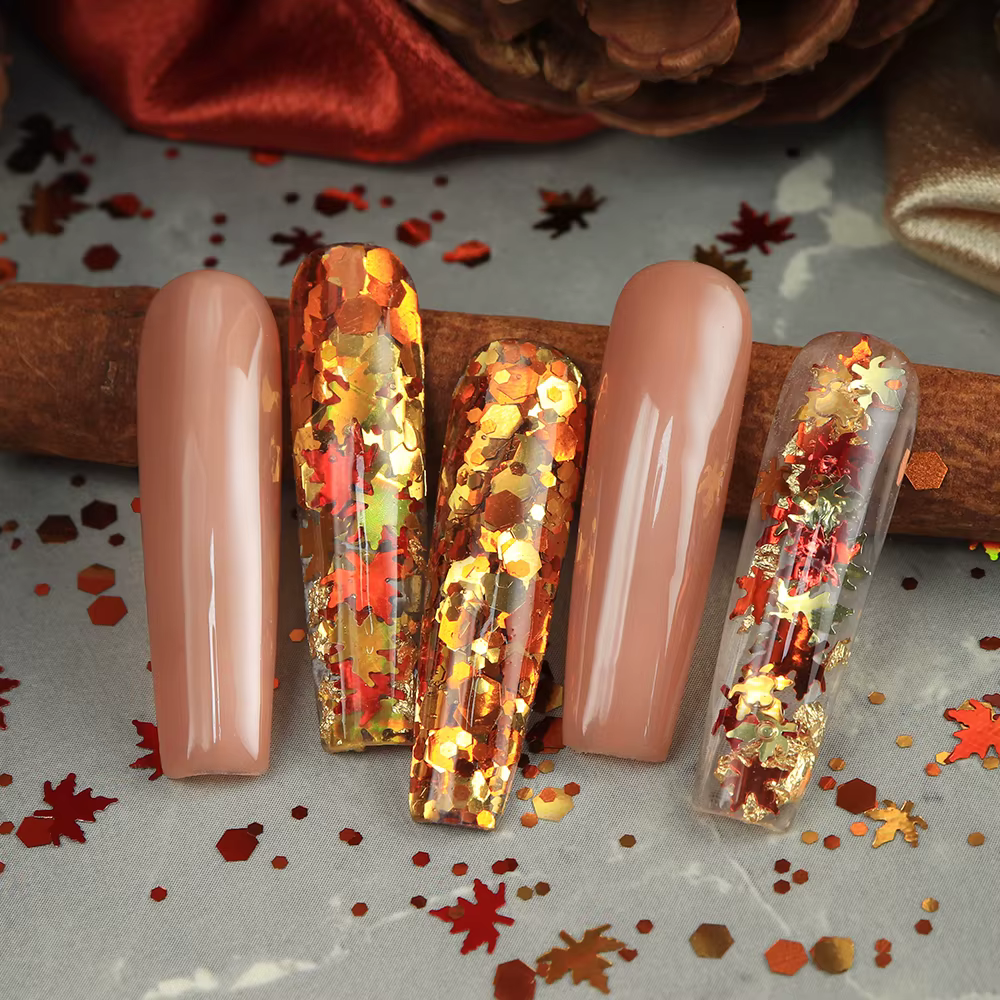 Automne Nail Art paillettes