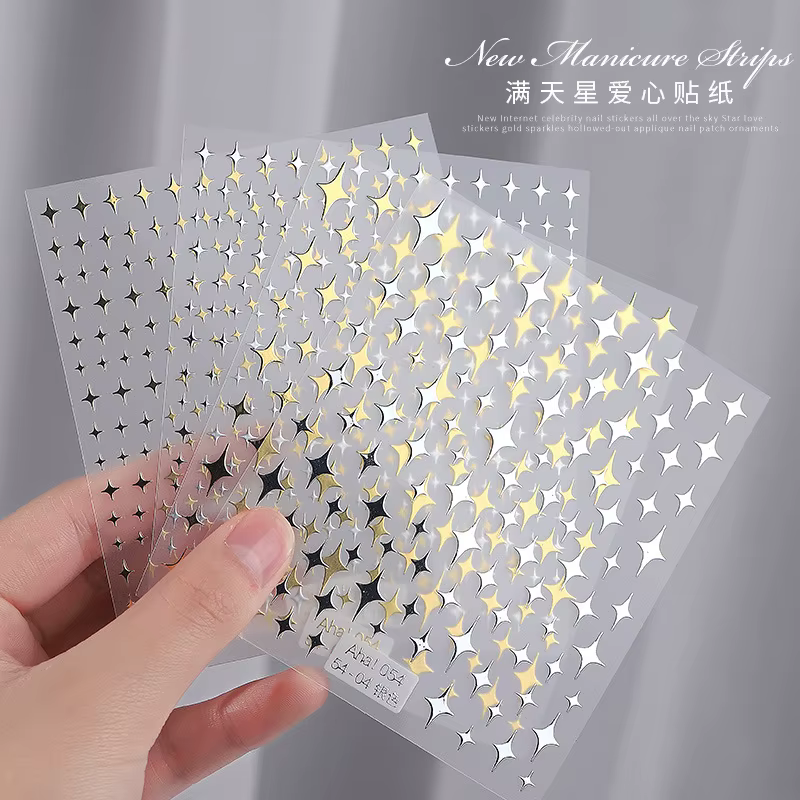 Autocollants 3D étoile or argent pour Nail Art