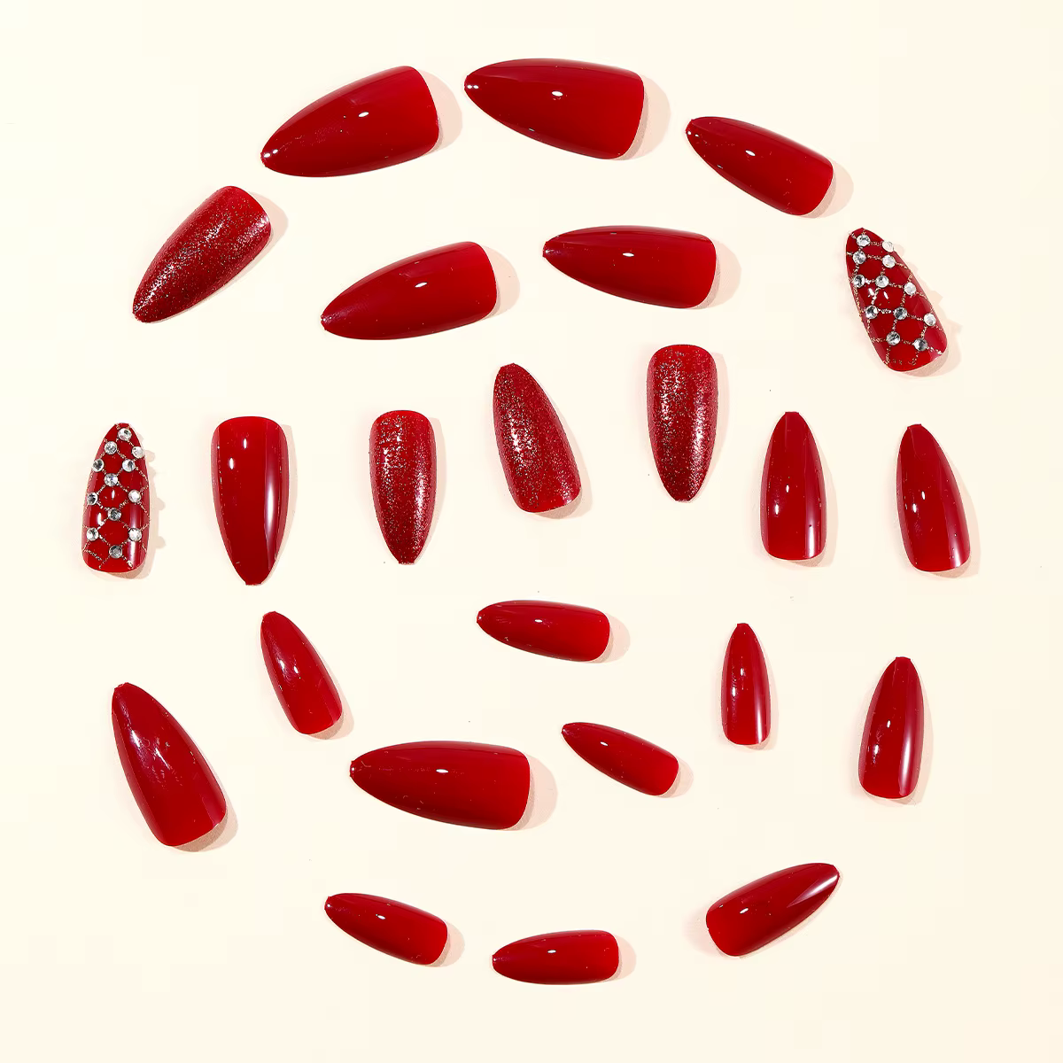 Faux ongles mi-longs pour femmes et filles