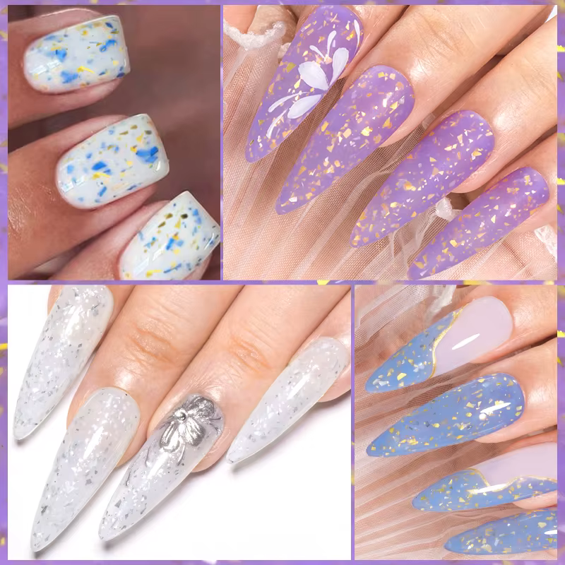 Gel de base en caoutchouc pailleté or 7 ml