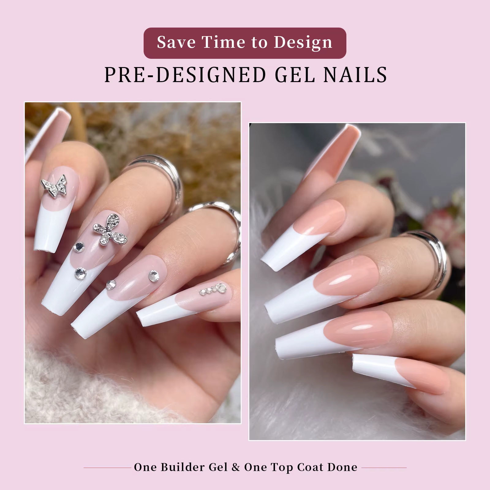 Faux ongles de ballet français colorés à 24 grilles