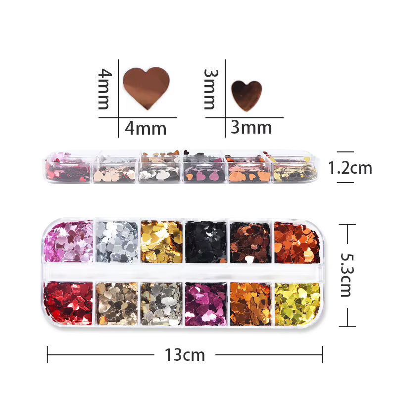 Saint Valentin Nail Art métallique amour coeurs paillettes romantique ongles breloques or coeur