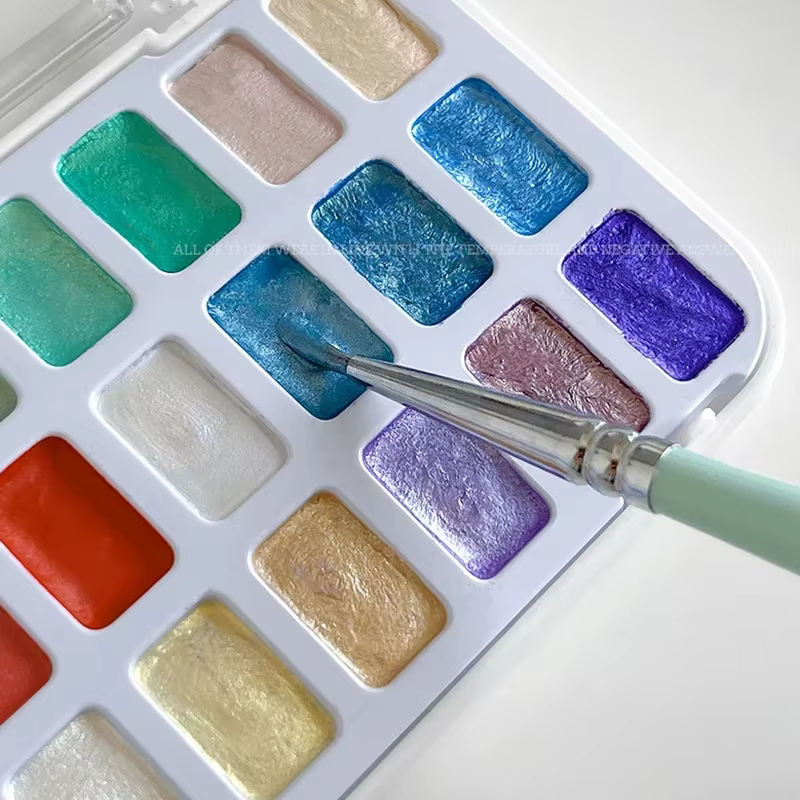 24 couleurs ongles solide Pigment Aurora nacré Nail Art aquarelle métallique Palette peinture dessiner Chrome caméléon