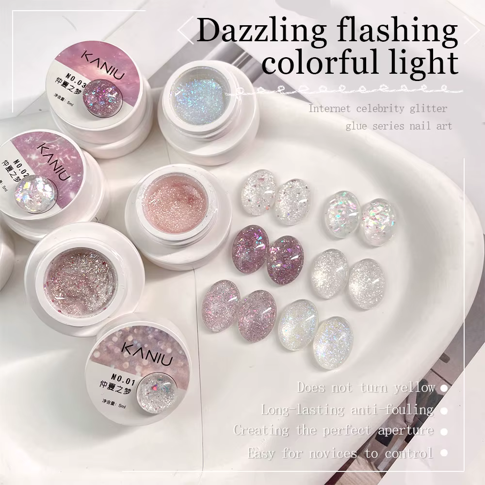 Kaniu paillettes vernis à ongles 5ml mousseux réfléchissant Gel