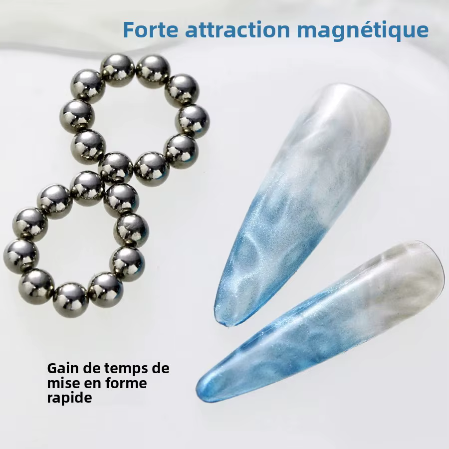 10/20 pièces perles magnétiques rondes pour Nail Art ondulation de l'eau oeil de chat Gel vernis fleur glacée sculpture