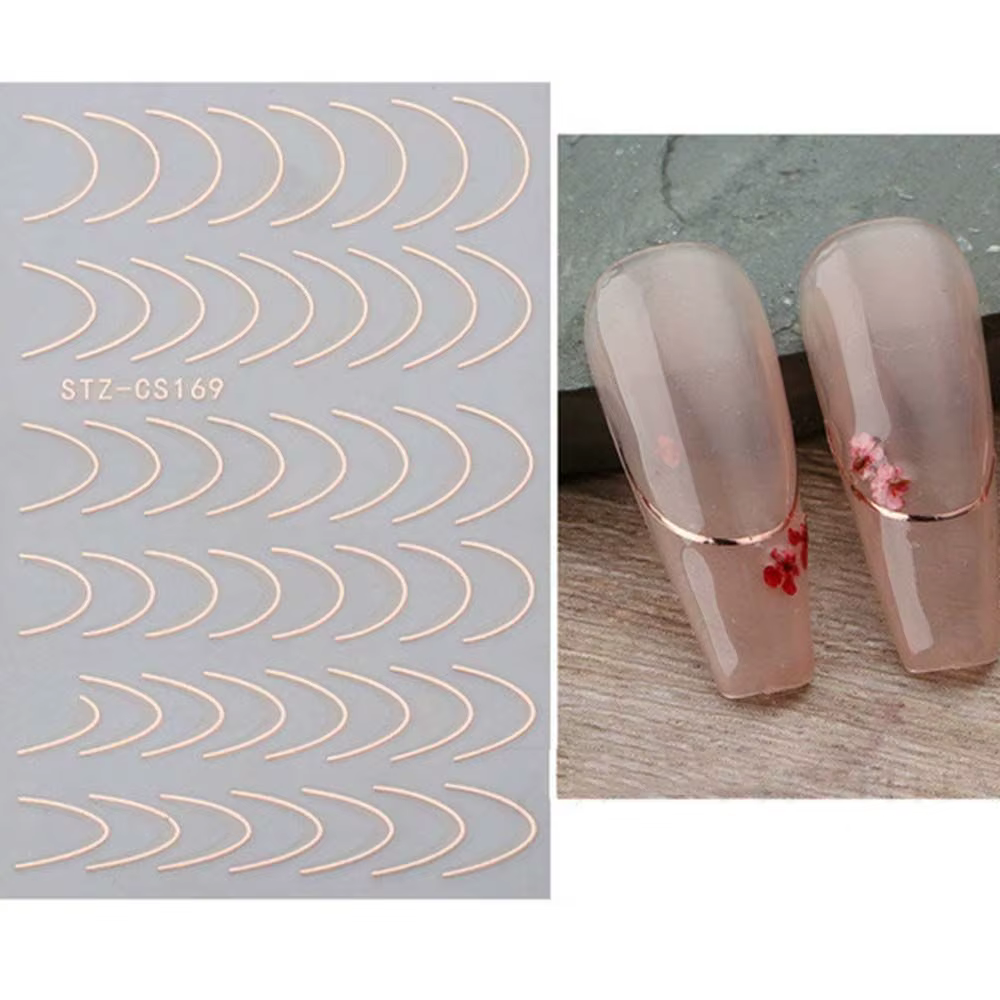 Feuilles Autocollantes à Motif Géométrique de Style Français pour Ongles