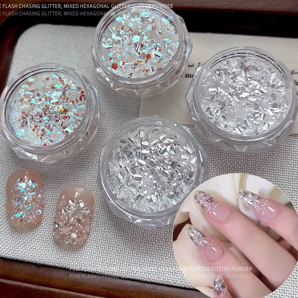 2 bouteilles de paillettes hexagonales Ultra-fines pour ongles
