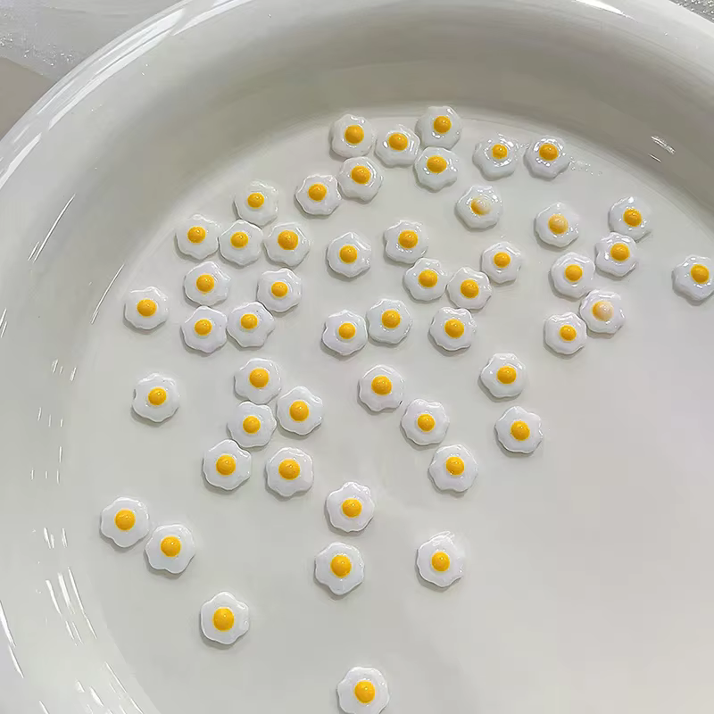 Mini œufs pochés 3D, décorations pour Nail Art