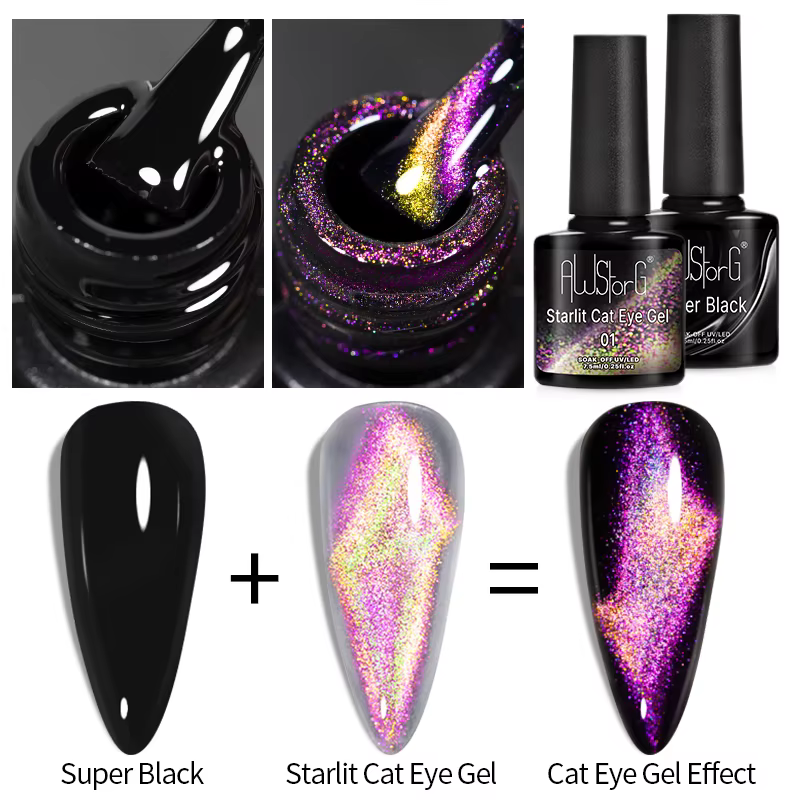AWStorG 7.5ml Vernis à ongles gel magnétique Starlit Cat
